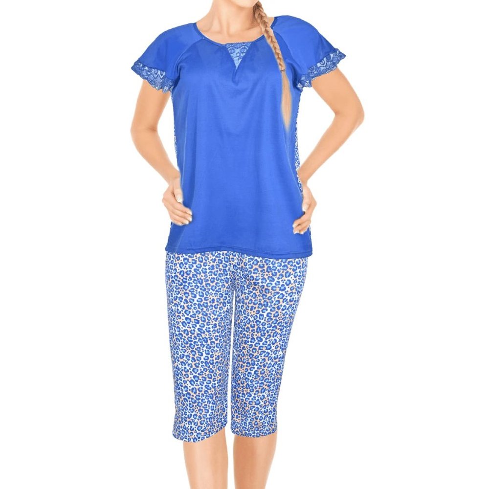 Womens Pajamas For Women 2 Piece Set Top & Capri Pants Sleepwear Soft Pajamas